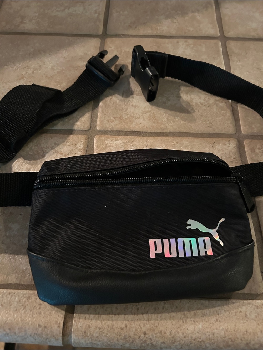 Puma Black Waist Bag with Iridescent Logo